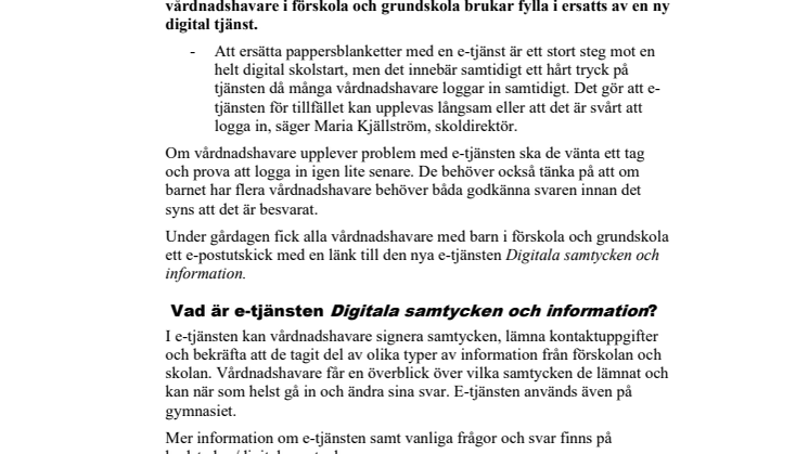 Minskat antal pappersblanketter inför skolstart 