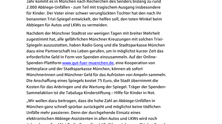 München sammelt für Trixi-Spiegel, um Münchens Kreuzungen sicherer zu machen