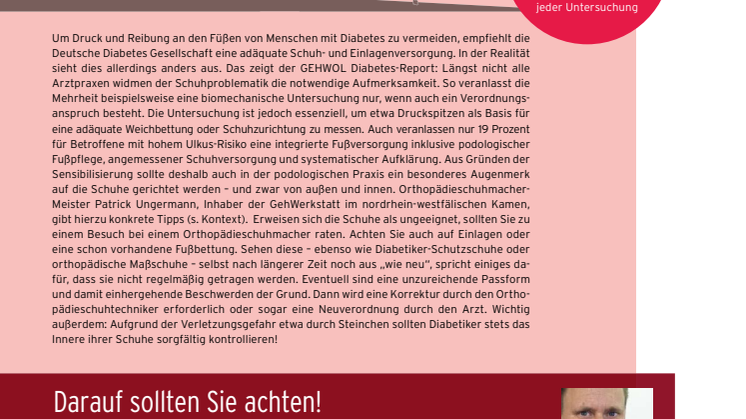 Diabetischer Fuß: Schuhe untersuchen, Risikopatienten rechtzeitig erkennen