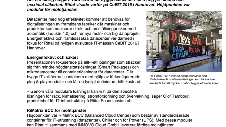 Rittal på CeBIT exponerade nya moduler för datacenter 