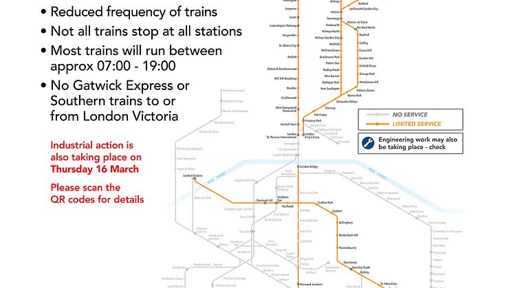 Saturday 18 March GTR strike map