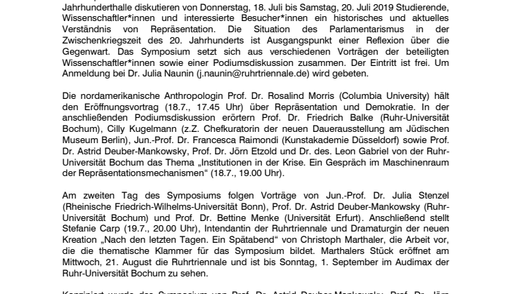Symposium erörtert „Grenzen der Repräsentation“