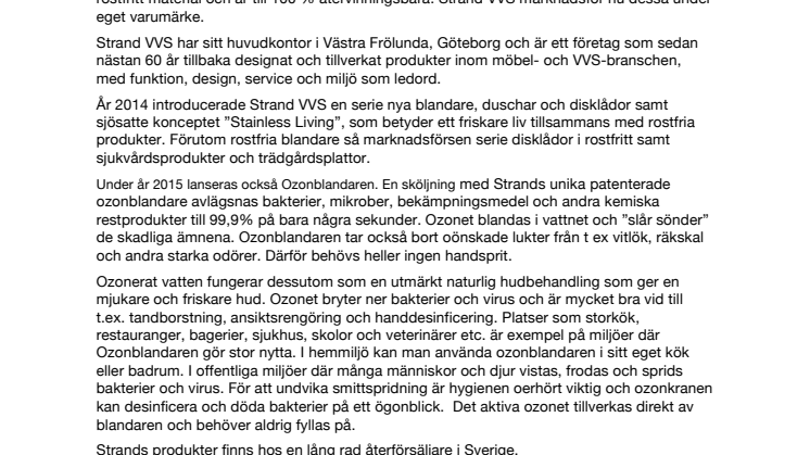 Strand VVS lanserar nytt rostfritt blandarsortiment