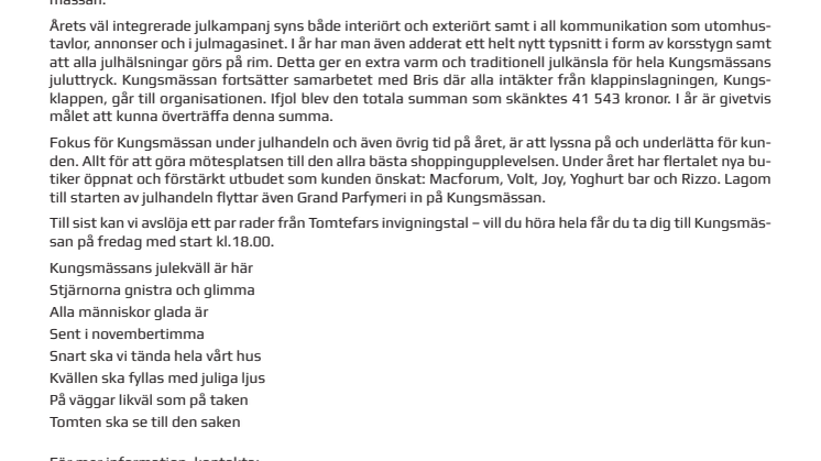 Julen invigs på Kungsmässan med både tomteparad och korsstygn!