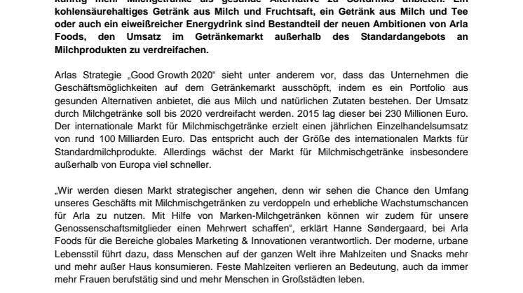 Arla will Umsatz bei Milchmischgetränken verdreifachen