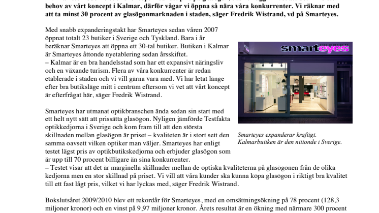 Optikkedjan Smarteyes öppnar butik i Kalmar  – utmanar konkurrenterna med lägsta glasögonpris
