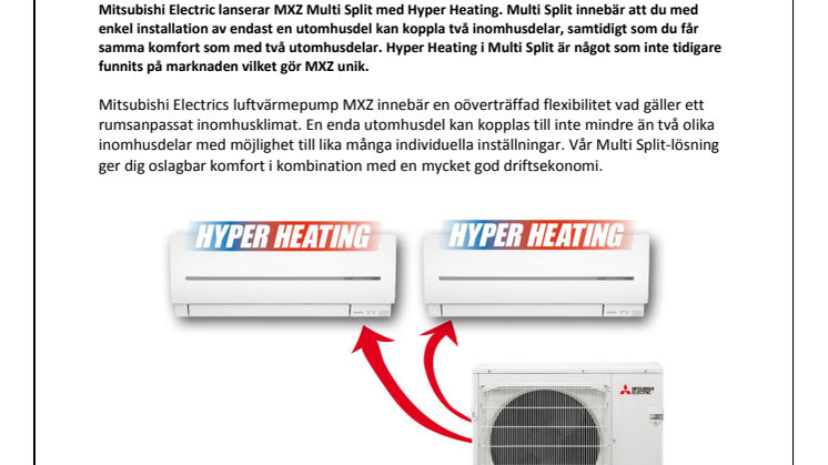 Mitsubishi Electric lanserar värmepump med avancerad värmeteknik.