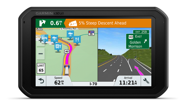 Garmin® dēzl™ med avancerade körassistansfunktioner för professionella lastbilschaufförer 