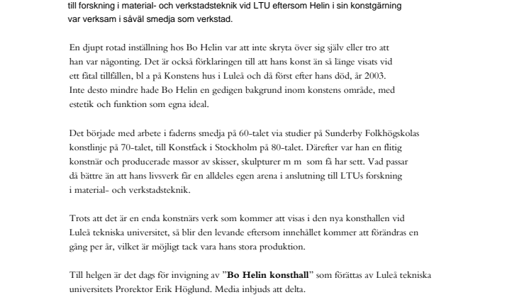 Konstnär får egen hall på Luleå tekniska universitet