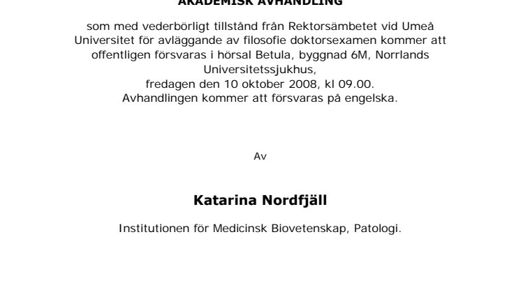Avhandling: "Telomerlängd - nedärvningsmönster och roll som biologisk markör".