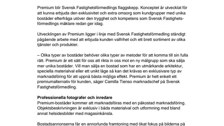 Unika bostäder får premiumbehandling hos Svensk Fastighetsförmedling