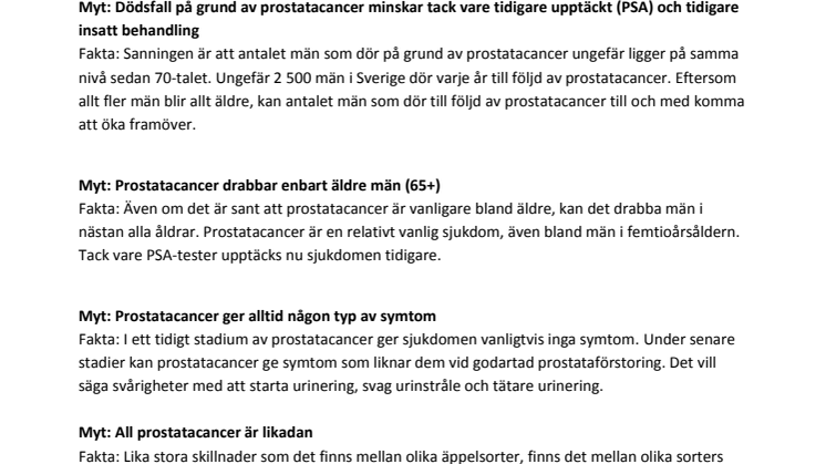 Myter och fakta om prostatacancer