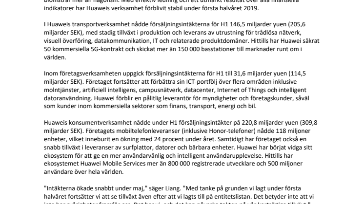 Huawei presenterar delårsrapport: 23,2 procent i ökad intäkt