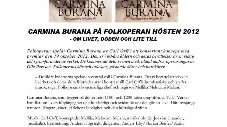 Carmina Burana på Folkoperan - om livet, döden och lite till