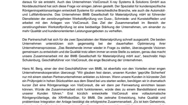 Unternehmenskooperationen stärken Qualität und Leistung