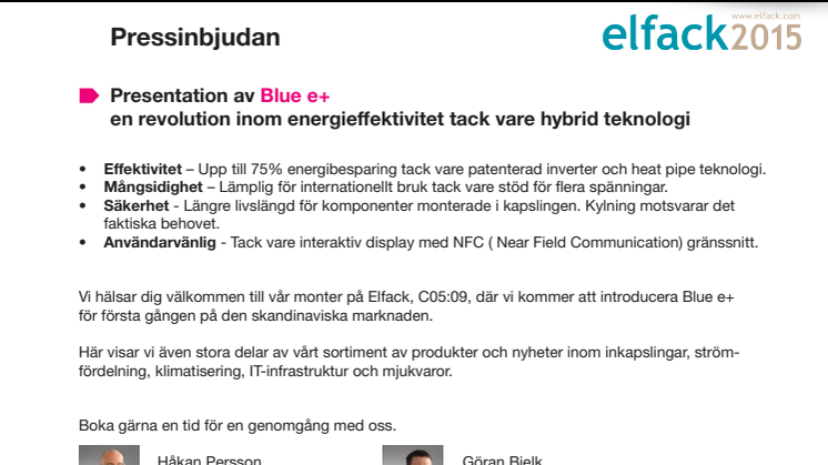 Pressinbjudan - "Blue e+" en revolution inom energieffektivitet tack vare hybrid teknologi