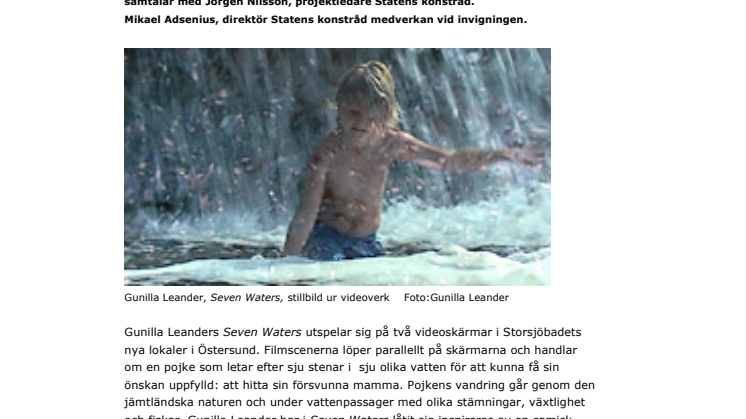 PRESSINBJUDAN: Invigning av Gunilla Leanders videokonstverk Seven Waters för Storsjöbadet i Östersund