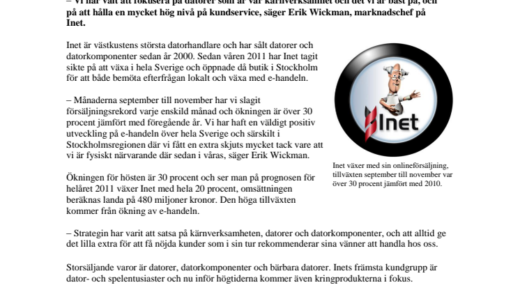 Inet fortsätter att växa i vikande konjunktur  – ökar med över 30 procent  