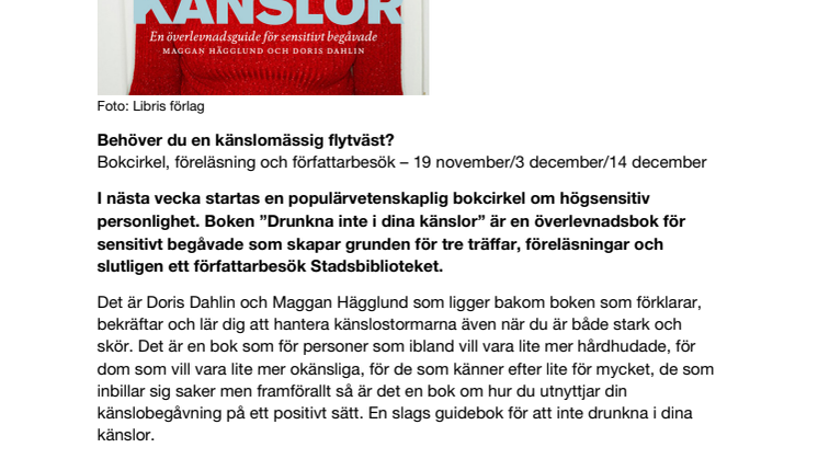 Bokcirkel om att inte drunkna i sina känslor
