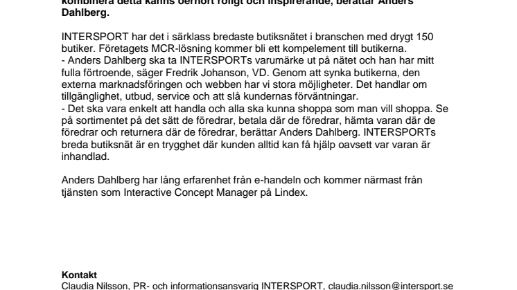 Anders Dahlberg är ny e-handelschef på INTERSPORT