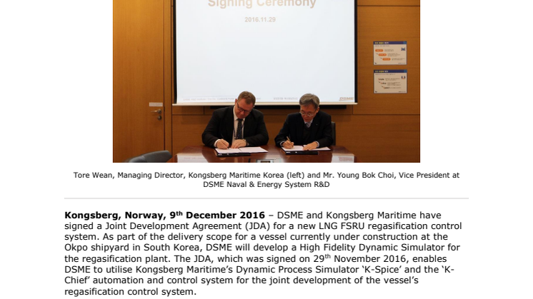 Kongsberg Maritime: DSME and Kongsberg Maritime Ink New Joint Development Agreement