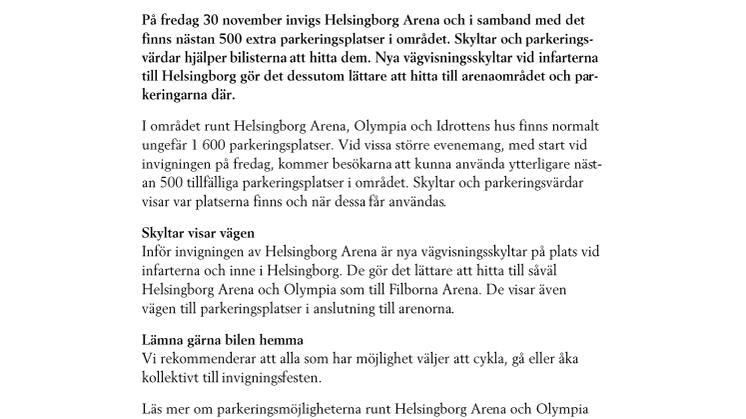 Så underlättar vi parkeringen i arenaområdet