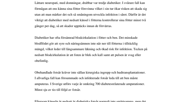 Smärtfria förband vid diabetes och fotsår 