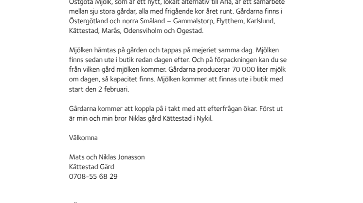Mjölk från kossor i din närhet