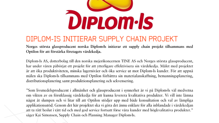 Diplom-Is initierar supply chain projekt