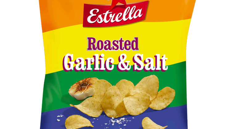    Äntligen dags för Stockholm Pride:  Estrella presenterar stolt nya chips på tillfälligt besök 