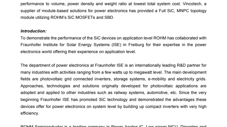 "A 10kW 3 level UPS Inverter utilizing a full SiC module solution to achieve high efficiency and reduce size and weight"