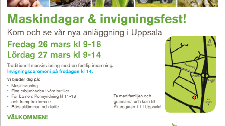 Swecon och Lantmännen bjuder in till maskindagar och invigningsfest i Uppsala 26-27 mars!