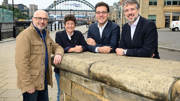 Pictured from left to right are programme organisers, Professor Gennady El of Northumbria University, Dr Magda Carr of Newcastle University, and Dr Matteo Sommacal and Dr Antonio Moro of Northumbria University.