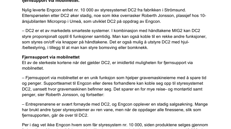 Flere enn 10 000 bruker nå Engcons styresystem DC2
