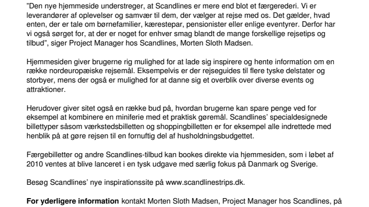 Scandlines søsætter inspirerende hjemmeside