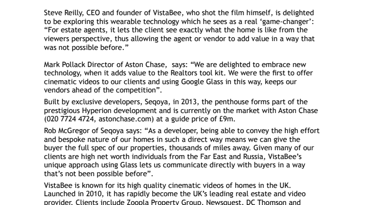 Google Glass comes to London Real Estate with VistaBee [VIDEO]