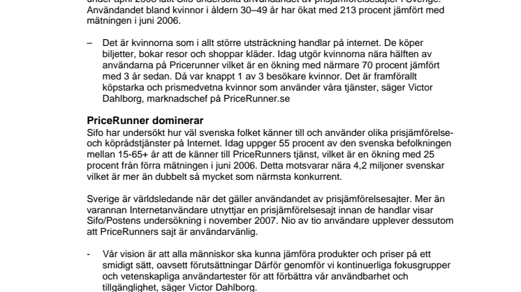 Användandet av prisjämförelsesajter ökar - störst ökning bland kvinnor 