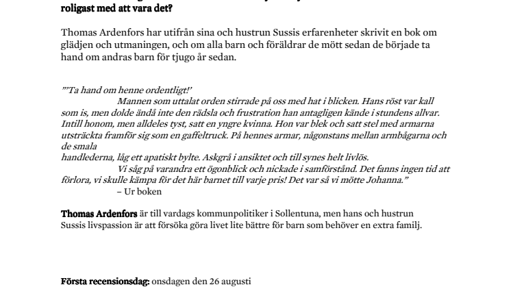 Ny bok: En extra plats i hjärtat - att ta hand om någon annans barn