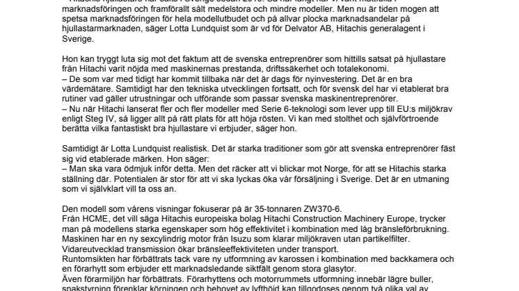 Nya Hitachi ZW370-6 35 tons hjullastare som utmanar