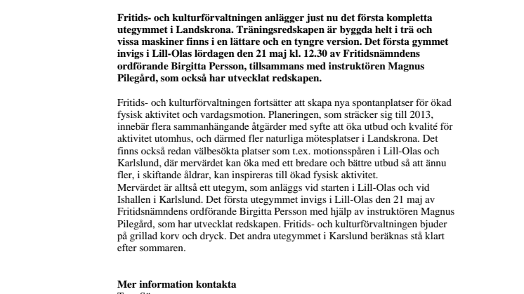   Utegym vid motionsspåren i Lill-Olas och Karlslund
