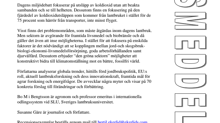 Ny bok: Lantbruk, klimat och framtiden