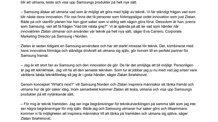 Samsung Norden och Zlatan inleder långsiktigt samarbete