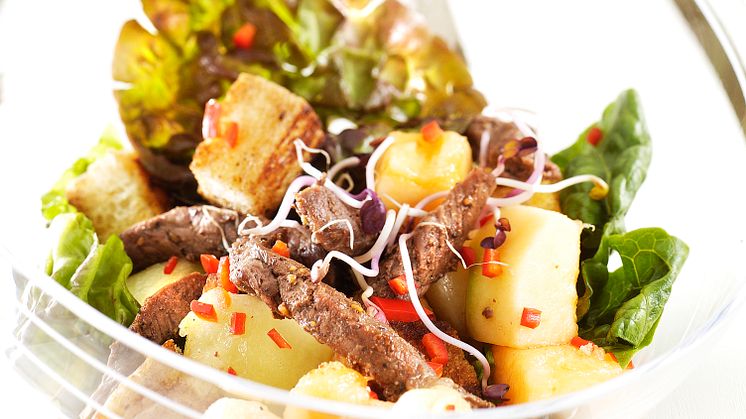 Chilibiffsallad med melonmix