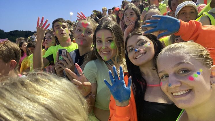Nordic Exchange Students at USA High School Pep Rally