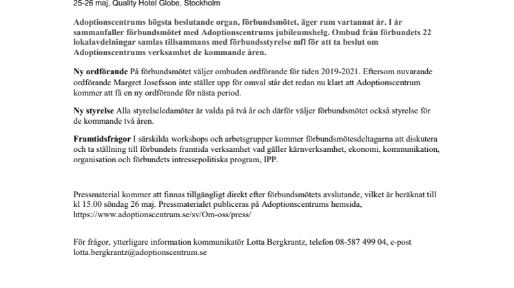 Adoptionscentrum väljer ny ordförande