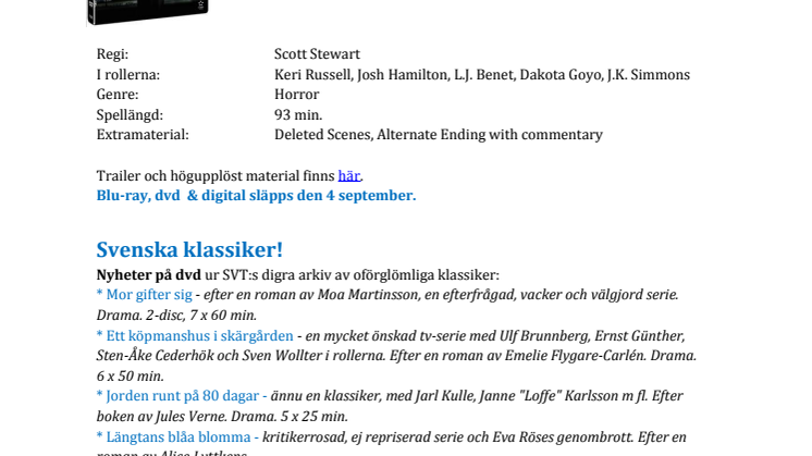 Nyheter på blu-ray, dvd & digital från Scanbox i september