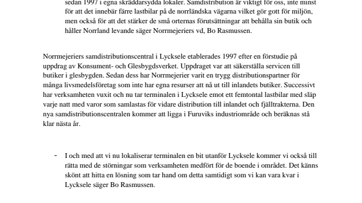Norrmejerier bygger nytt i Lycksele