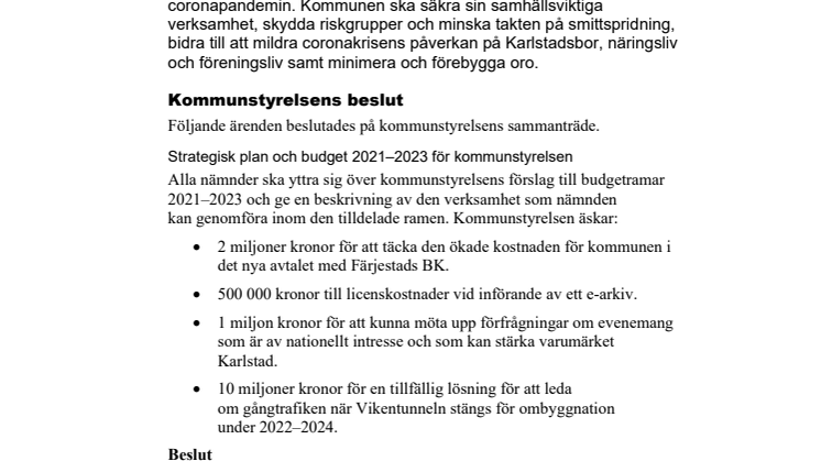 Kommunstyrelsen i korthet den 7 april