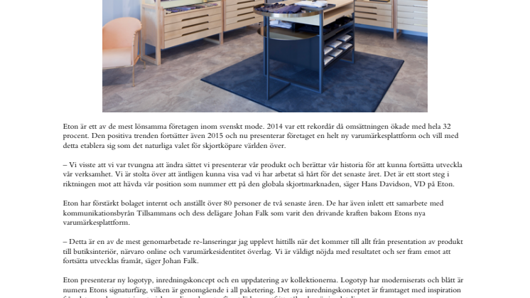 Eton toppar lönsamhetslistorna och lanserar nytt varumärkeskoncept