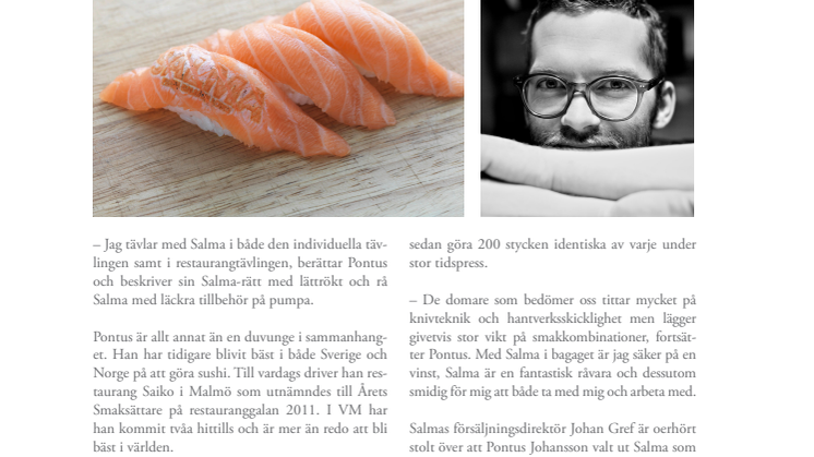 Pontus Johansson tävlar med SALMA i sushi-VM
